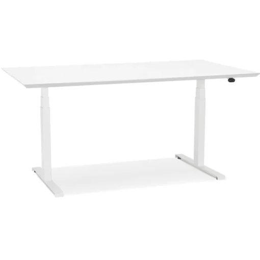 ALTEREGO Bureau assis-debout électrique 'BIONIK'avec plateau en bois et métal blanc