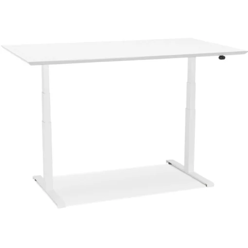 ALTEREGO Bureau assis-debout électrique 'BIONIK'avec plateau en bois et métal blanc
