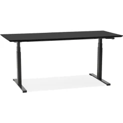 ALTEREGO Bureau assis-debout électrique avec plateau en bois et métal noir New