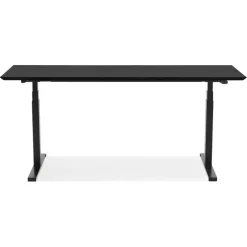 ALTEREGO Bureau assis-debout électrique avec plateau en bois et métal noir New