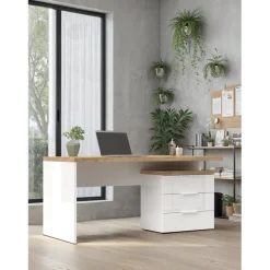 3S. x Home Bureau avec 3 tiroirs poigné en métal EASY