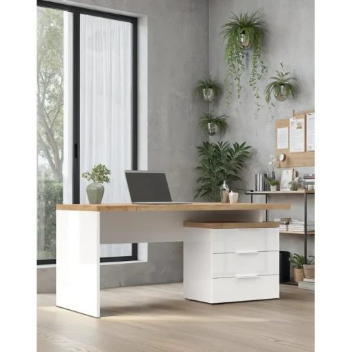 3S. x Home Bureau avec 3 tiroirs poigné en métal EASY