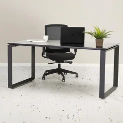 ALTEREGO Bureau d'angle design 'BAKUS' en bois finition Noyer et métal noir Online