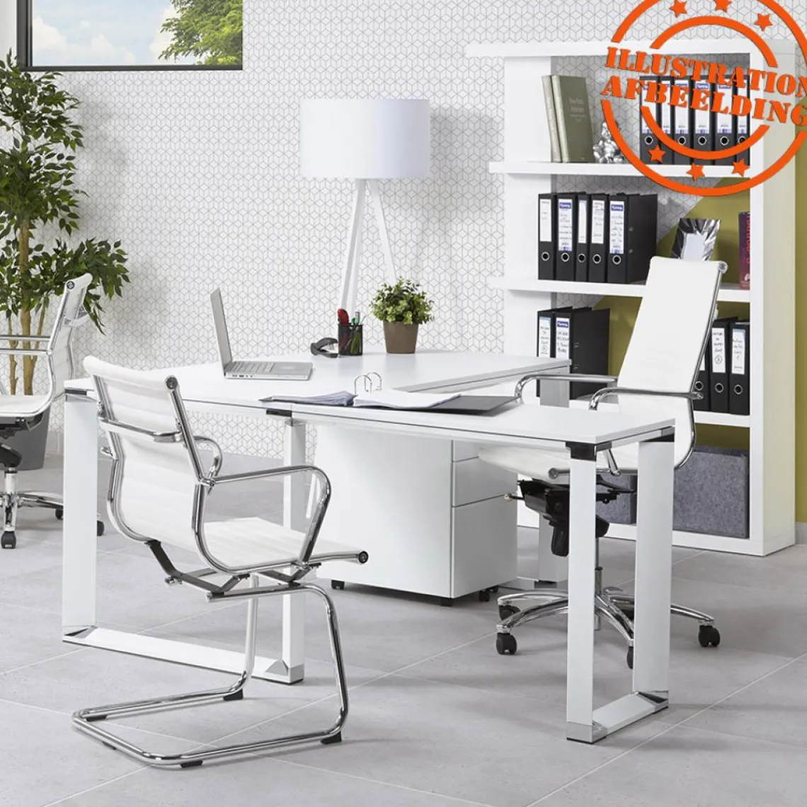 ALTEREGO Bureau d'angle design 'XLINE' en bois blanc Best