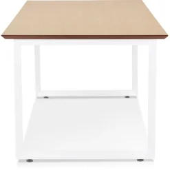 ALTEREGO Bureau de direction droit 'GIMINI' en bois finition naturelle et métal blanc Discount