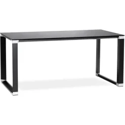 ALTEREGO Bureau de direction droit design 'XLINE' en verre noir Outlet