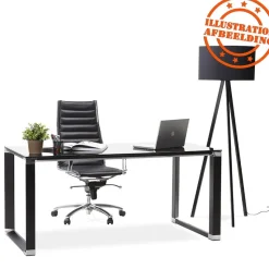 ALTEREGO Bureau de direction droit design 'XLINE' en verre noir Outlet