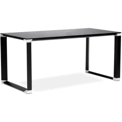 ALTEREGO Bureau de direction droit design 'XLINE' en verre noir Outlet