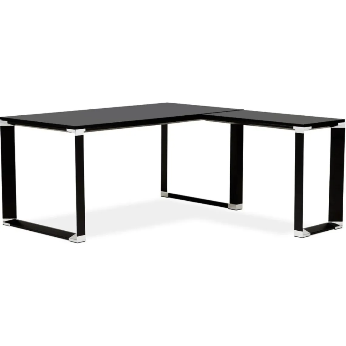 ALTEREGO Bureau de direction en angle design 'XLINE' en bois noir Outlet