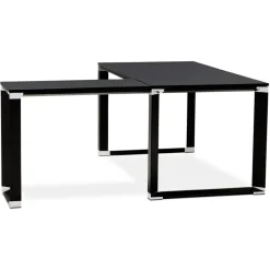 ALTEREGO Bureau de direction en angle design 'XLINE' en bois noir Outlet