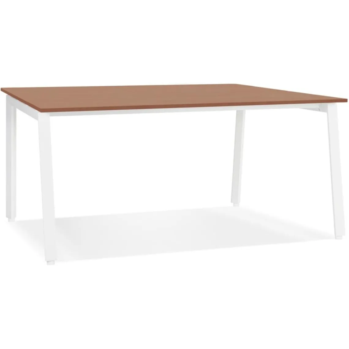 ALTEREGO Bureau droit design 'AMADEUS' en bois finition Noyer et métal blanc Online