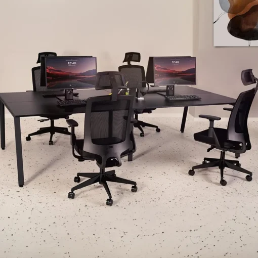 ALTEREGO Bureau droit design 'AMADEUS' en bois finition naturelle et métal noir Online