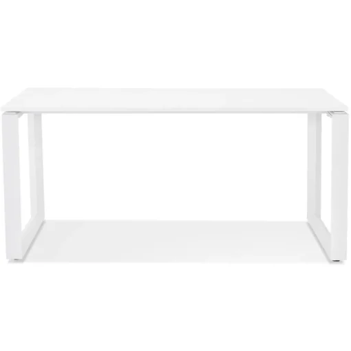 ALTEREGO Bureau droit design 'BAKUS' en bois et métal blanc Discount