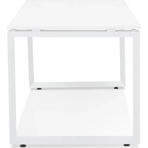 ALTEREGO Bureau droit design 'BAKUS' en bois et métal blanc Discount