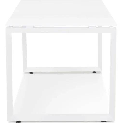 ALTEREGO Bureau droit design 'BAKUS' en verre et métal blanc