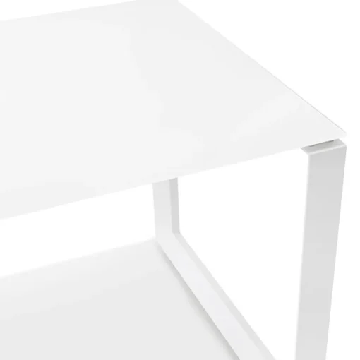 ALTEREGO Bureau droit design 'BAKUS' en verre et métal blanc