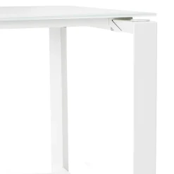 ALTEREGO Bureau droit design 'BAKUS' en verre et métal blanc