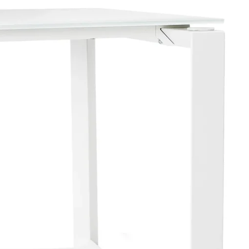 ALTEREGO Bureau droit design 'BAKUS' en verre et métal blanc