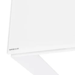 ALTEREGO Bureau droit design 'BAKUS' en verre et métal blanc