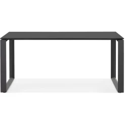 ALTEREGO Bureau droit design 'BAKUS' en verre et métal noir Outlet