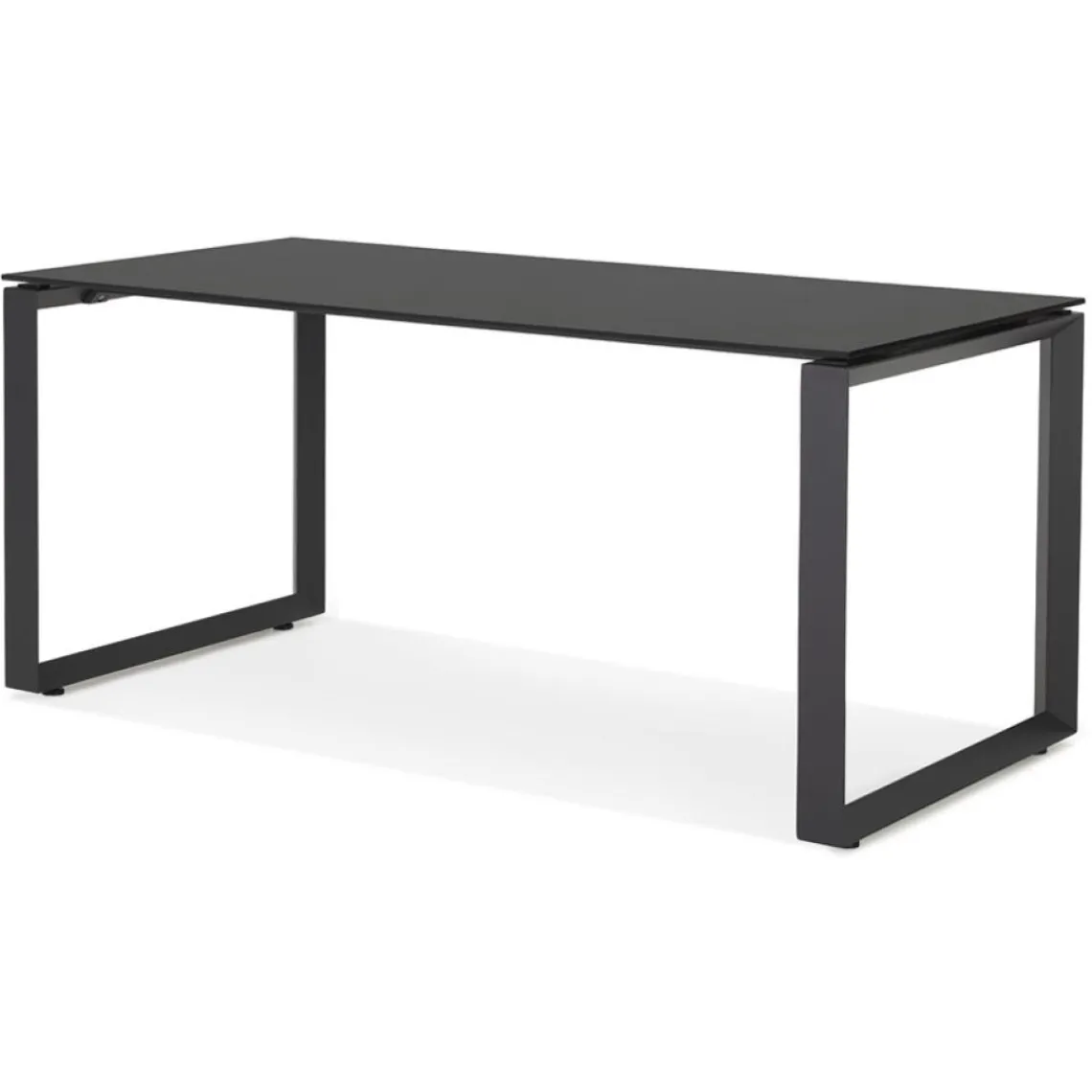 ALTEREGO Bureau droit design 'BAKUS' en verre et métal noir Outlet