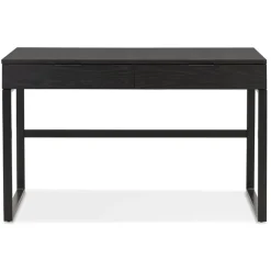 ALTEREGO Bureau droit design 'DOMINIK' en bois et métal noir