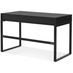 ALTEREGO Bureau droit design 'DOMINIK' en bois et métal noir