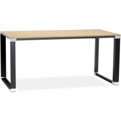 ALTEREGO Bureau droit design 'XLINE' en bois finition naturelle et métal noir Online