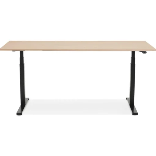 ALTEREGO Bureau ergonomique électrique 'TRONIK' noir avec plateau en bois finition naturelle Outlet