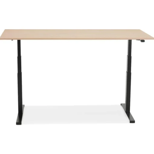 ALTEREGO Bureau ergonomique électrique 'TRONIK' noir avec plateau en bois finition naturelle Outlet
