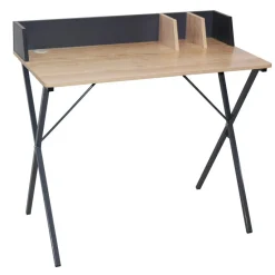 3S. x Home Bureau industriel Anthracite et bois DERRY