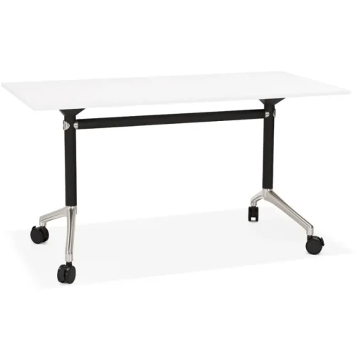 ALTEREGO Bureau pliable 'FLEXO' blanc sur roulettes New