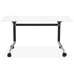 ALTEREGO Bureau pliable 'FLEXO' blanc sur roulettes New
