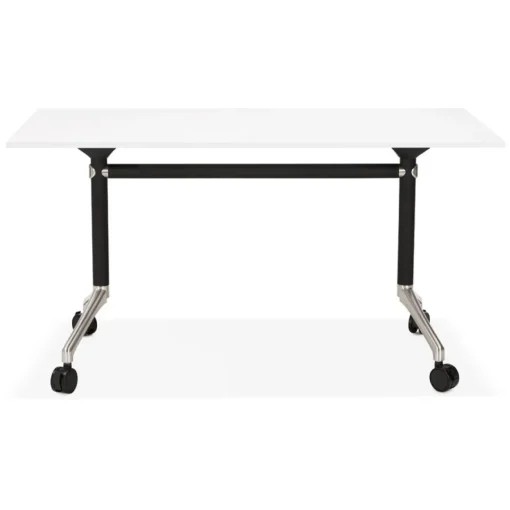 ALTEREGO Bureau pliable 'FLEXO' blanc sur roulettes New