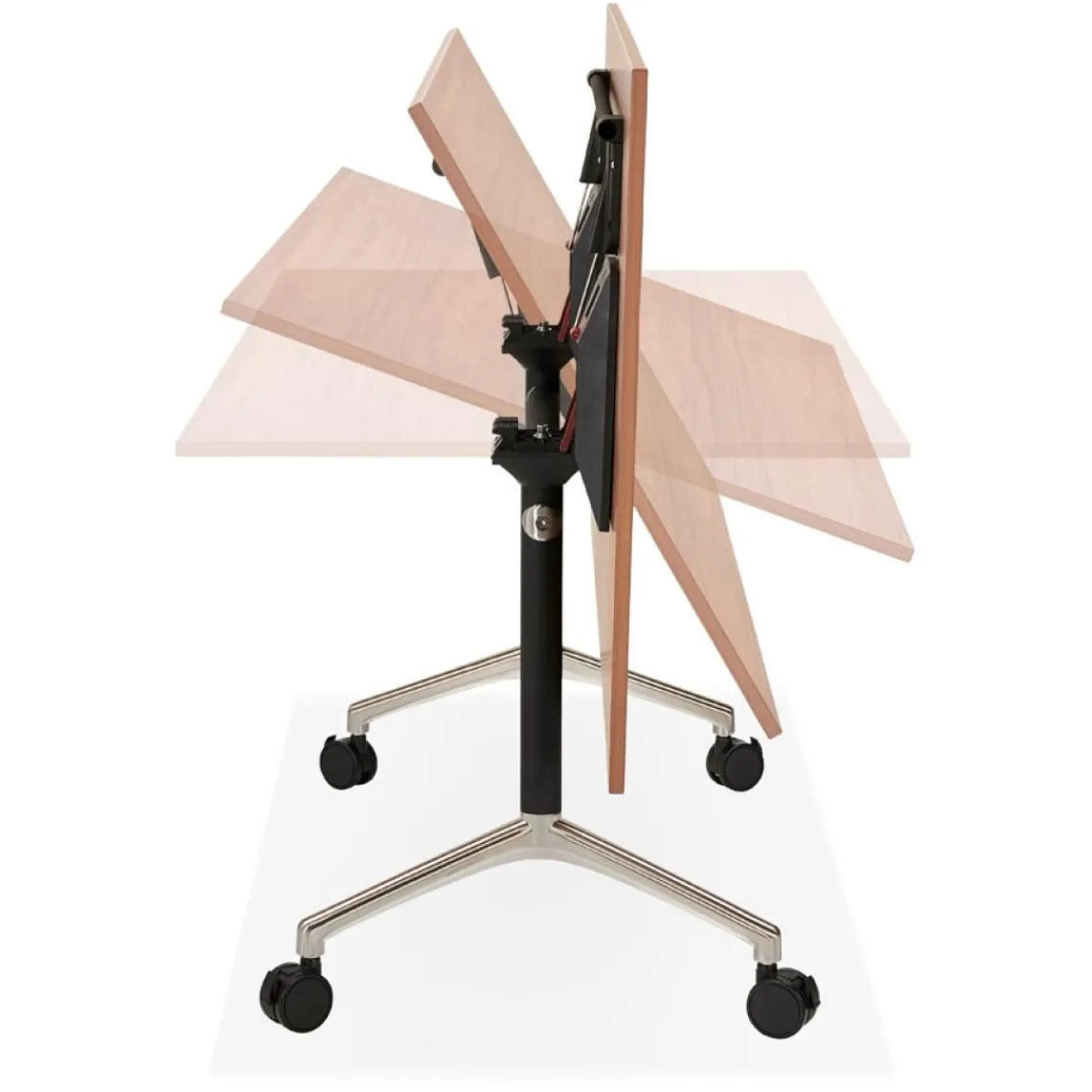 ALTEREGO Bureau pliable 'FLEXO' sur roulettes en bois finition Noyer