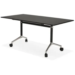 ALTEREGO Bureau pliant 'FLEXO' noir sur roulettes