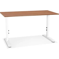 ALTEREGO Bureau réglable en hauteur 'OSMOSE' en bois et métal blanc Hot