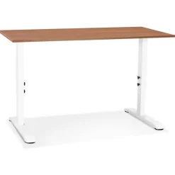 ALTEREGO Bureau réglable en hauteur 'OSMOSE' en bois et métal blanc Hot
