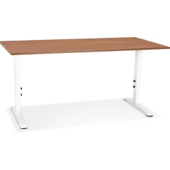 ALTEREGO Bureau réglable en hauteur 'OSMOSE' en bois Noyer et métal blanc Best