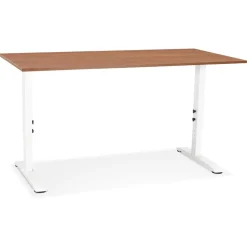 ALTEREGO Bureau réglable en hauteur 'OSMOSE' en bois Noyer et métal blanc Best