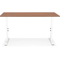 ALTEREGO Bureau réglable en hauteur 'OSMOSE' en bois Noyer et métal blanc Best