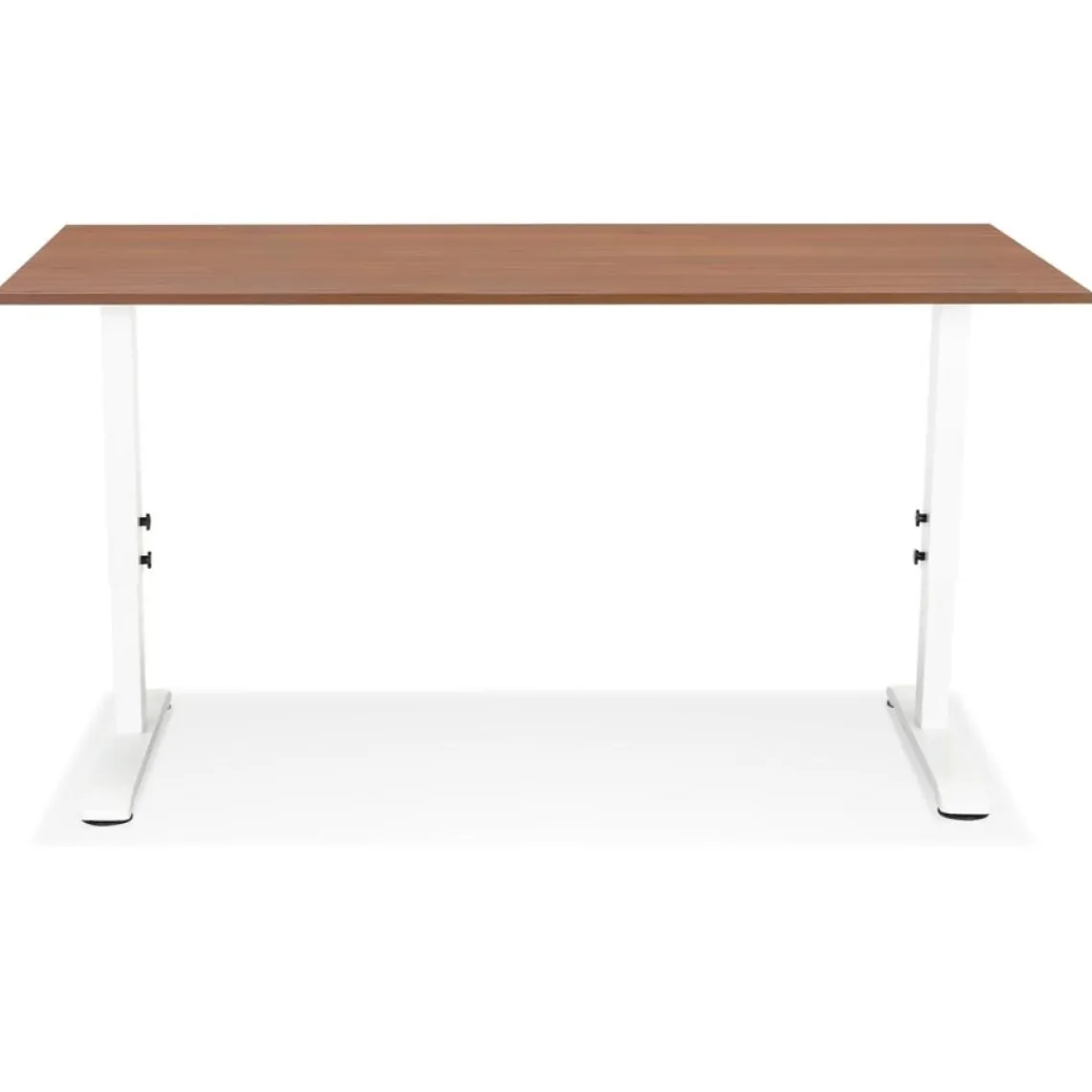ALTEREGO Bureau réglable en hauteur 'OSMOSE' en bois Noyer et métal blanc Best