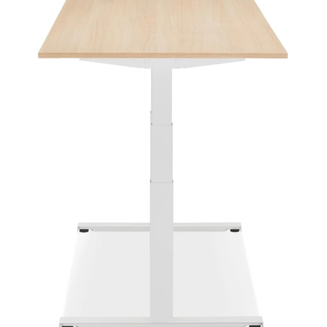 ALTEREGO Bureau réglable en hauteur électrique 'TRONIK' blanc avec plateau en bois finition naturelle