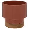 3S. x Home Cache-pot orange en céramique et bambou New