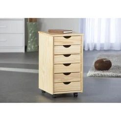 3S. x Home Caisson à roulettes en Bois massif TCHAUM Marron Best