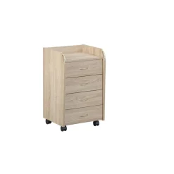 3S. x Home Caisson à roulettes en Bois massif Marron New