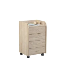 3S. x Home Caisson à roulettes en Bois massif Marron New