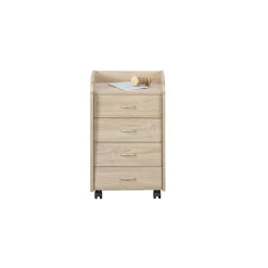 3S. x Home Caisson à roulettes en Bois massif Marron New