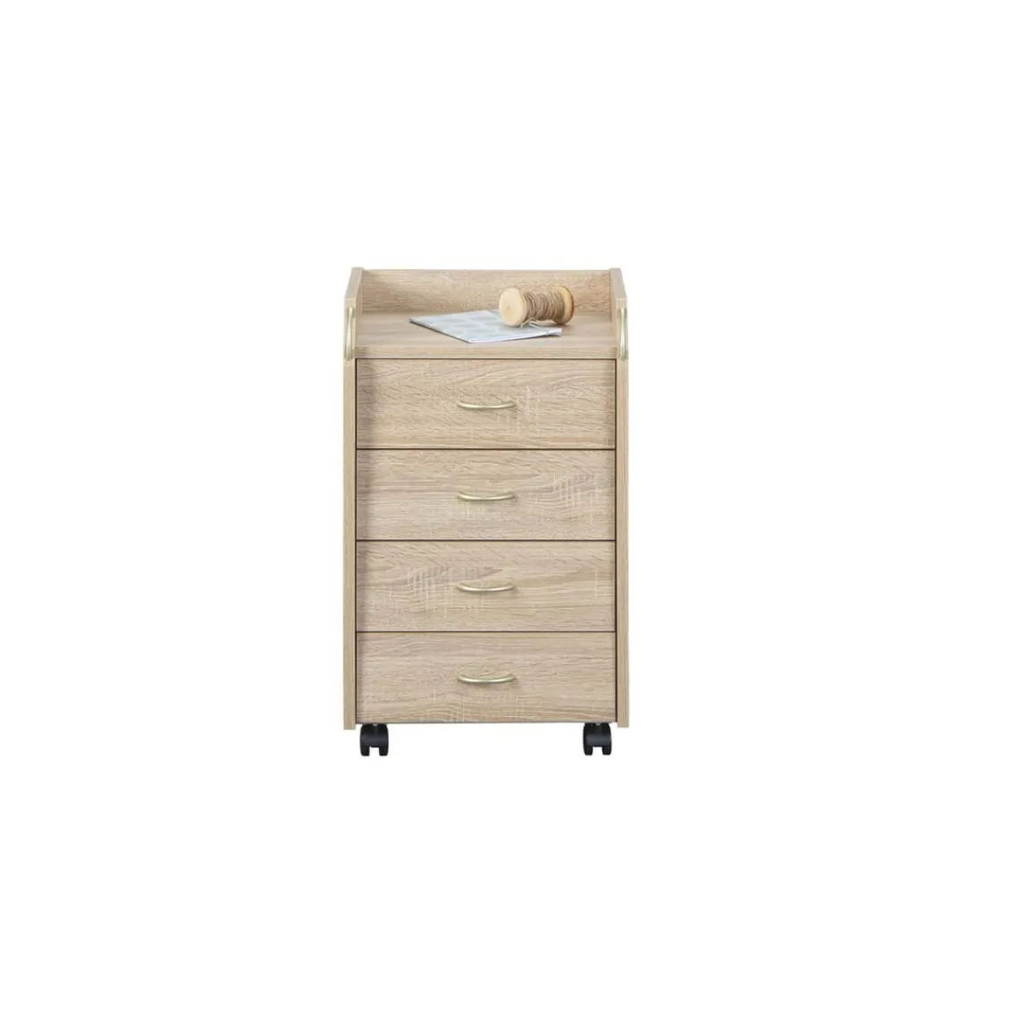 3S. x Home Caisson à roulettes en Bois massif Marron New