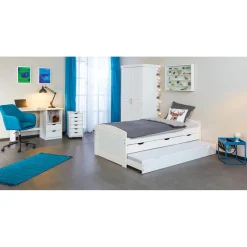3S. x Home Caisson de Rangement à roulettes en Pin Massif Blanc Outlet